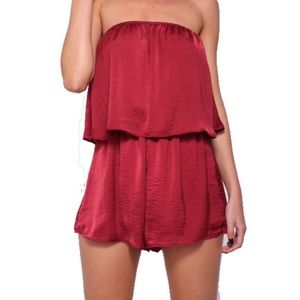 Silky Burgundy Romper
